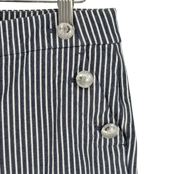 LOFT The Riviera Slim Pants Women 12P‎ Navy White Stripe Nautical Anchor Button - Image 4
