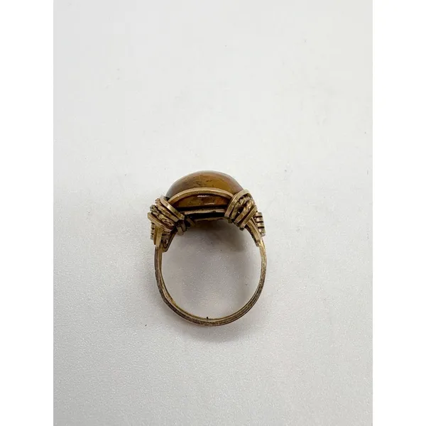Source Unknown Vintage Gold-Filled‎ Wire Wrapped Agate Ring  Size 3.25 Handmade Artisan Setting - Image 8