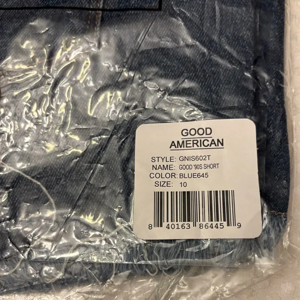 NEW! Good American Good 90’s Cut Off Denim Blue Jean Shorts Size 10 GNIS602T - Image 7
