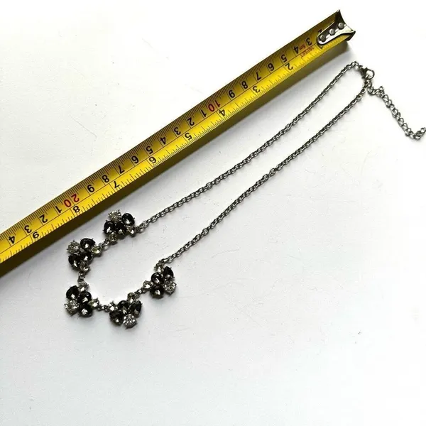 Grey and clear rhinestone necklace Silver - Image 6