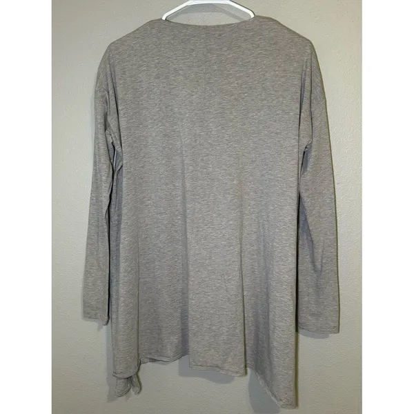 Lafayette 148 Gray Double V Neck Asymmetrical Long Sleeve Tunic Top Size Small - Image 5