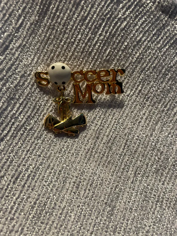 Vintage Soccer Mom Pin Brooch Ball Shoes Costume Jewelry - Image 2