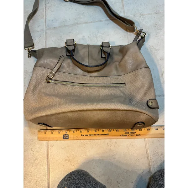 Moda Luxe Taupe Convertible Satchel Crossbody‎ Bag Gold Hardware - Image 7