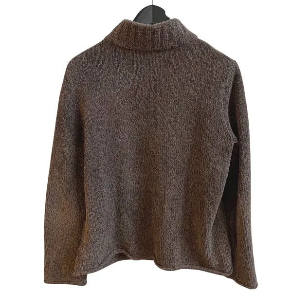 J Jill Women's Gray Brown Speckled Knit Quarter Zip Mock‎ Neck Sweater Small - Image 3