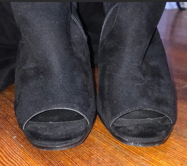 Thigh High Fabric Open Toe Boots - Image 3