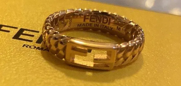 Fendi Baguette Metal Oro Rosa Ring Size M - Image 2