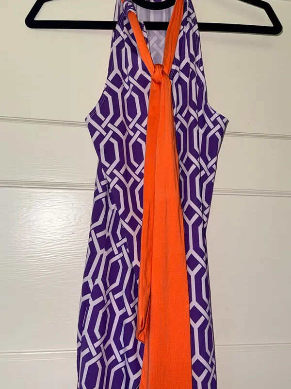 Mud Pie Clemson Purple and Orange Game-day Halter Dress with Tie Back - Image 5
