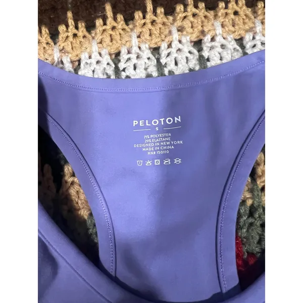 Peloton Cadent Racerback Workout Tank Top Periwinkle Purple Floral Logo Size S - Image 6