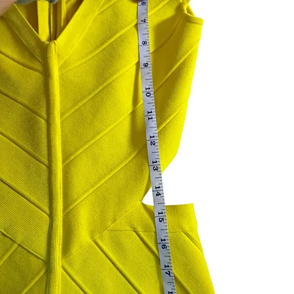 Bebe Lemon Yellow Cutout Bandage Dress Y2K Buttercup Cap Sleeve - Image 9