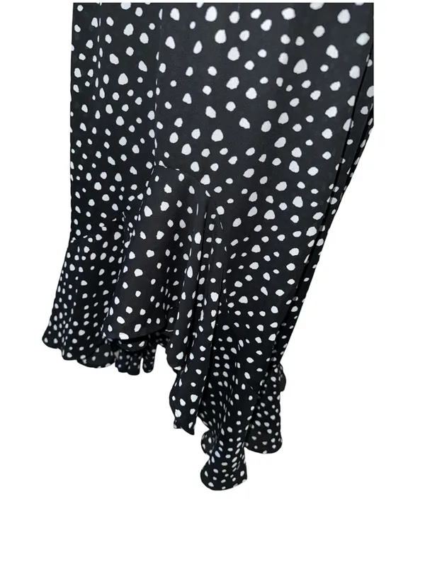Max Studio Black and White Polka Dot High-Low Ruffle Skirt - Image 4