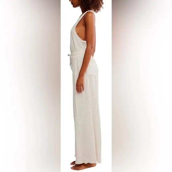 NEW Free people wait a minute Oatmeal Combo Jumpsuit sz M - Image 5