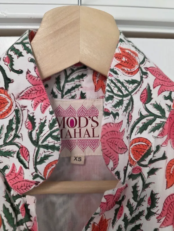 Mod’s Mahal Women’s Midi Shirt Dress English Garden Size XS Pink Green Floral - Image 6