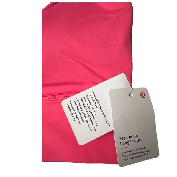 Lululemon Womens Free To Be Longline Sports Bra Lipgloss Pink LIPG Sz 8 New - Image 3