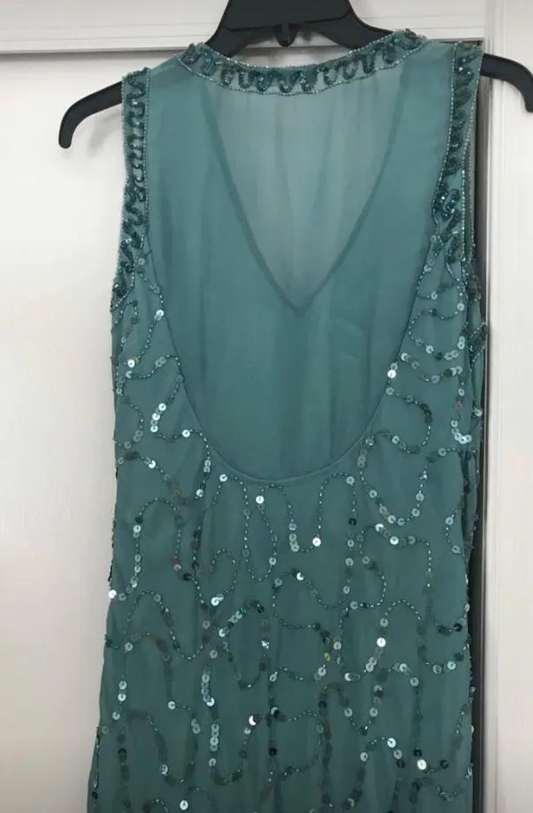 Modcloth Teal Sequin Beaded Formal Gown / Prom Dress - Image 2