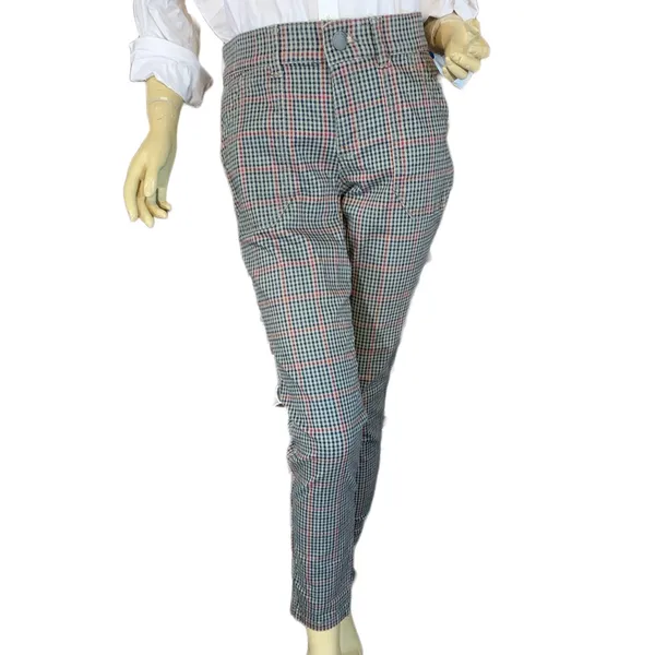 Vintage America Taupe, Red, Blue & Green Plaid Jeans (6) - Image 2