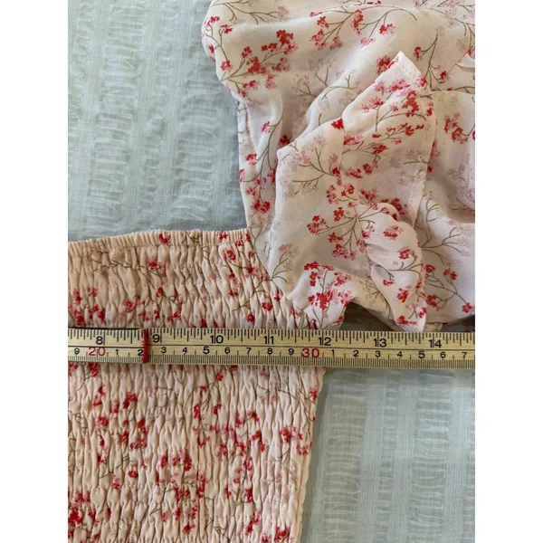 Petal + Pup Leia Pink Floral Smocked Midi Dress Tiered Ruffle Sleeve Size‎ 4 - Image 10