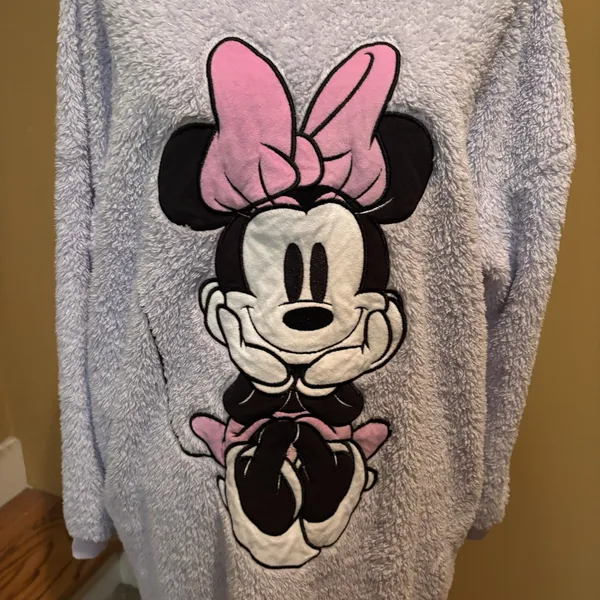Disney Minnie Mouse Fleece Size Medium‎ Purple Plush Lounge Nightgown Cozy - Image 3