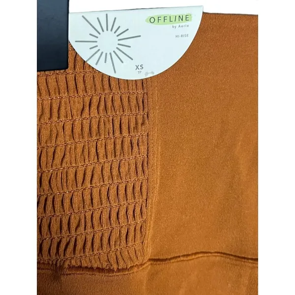 Offline By Aerie Women's XS High Waist Smocked Side Leggings Burnt Orange‎ New - Image 4