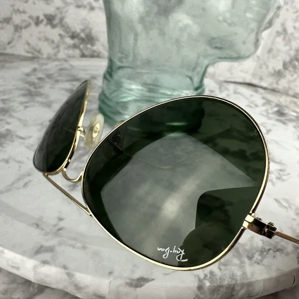 Ray Ban Vintage Aviator Large Gold Metal Sunglasses RB8026 Made‎ in Italy - Image 7