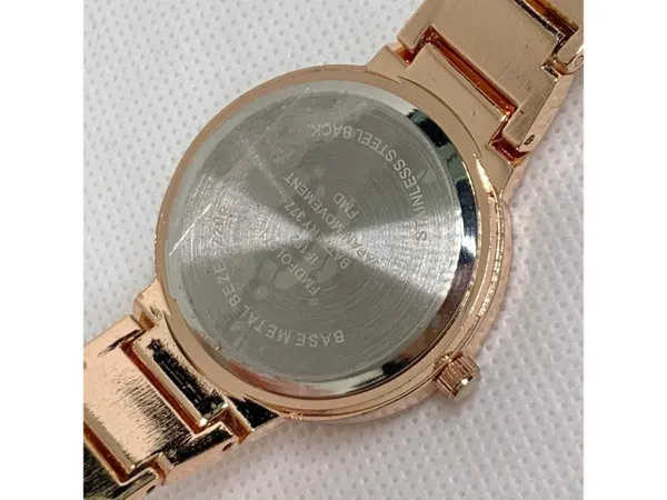 Folio rose gold tone women’s watch rhinestones 33mm quartz up to 7.5” running - Image 6
