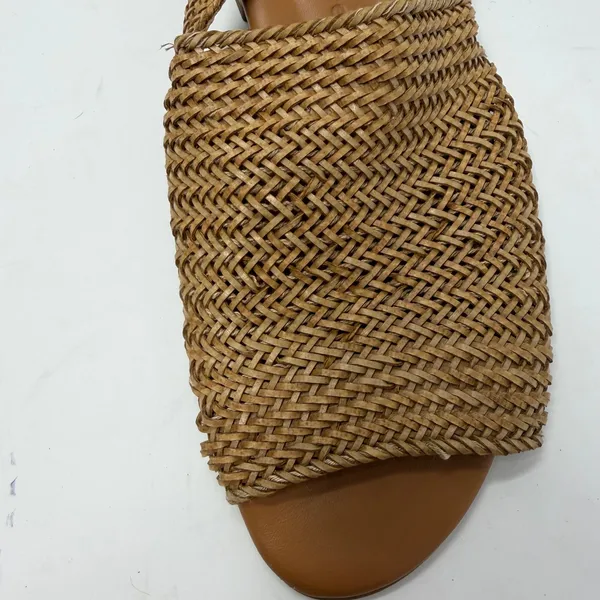 Paul Green Woven Slingback Flat Sandal Tan Braided Leather Womens Size 9.5 - Image 6
