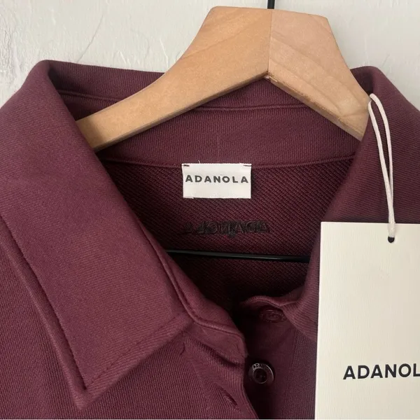 Adanola Slouchy oversized Button Up Sweatshirt Burgundy XL NWT - Image 7