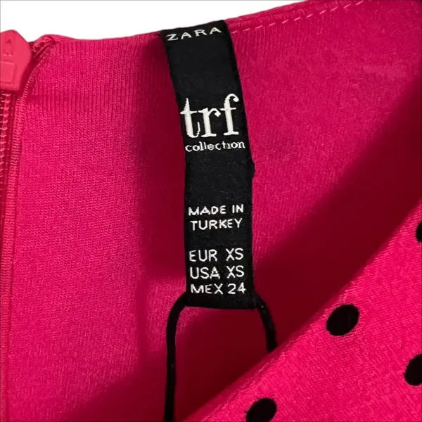 🔥 NWOT Zara Asymmetrical Hem Bright Pink Polka Dot Dress Size XS - Image 7