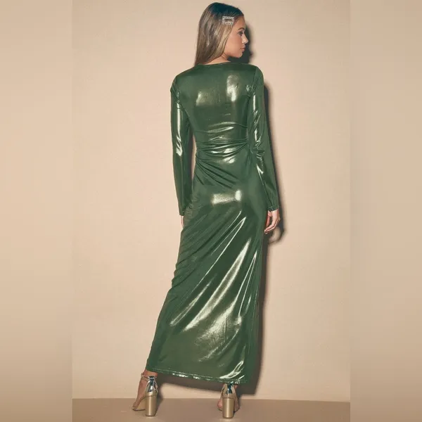 Lulus ❤️Dream Chaser Metallic Bodycon Maxi Dress - Image 4