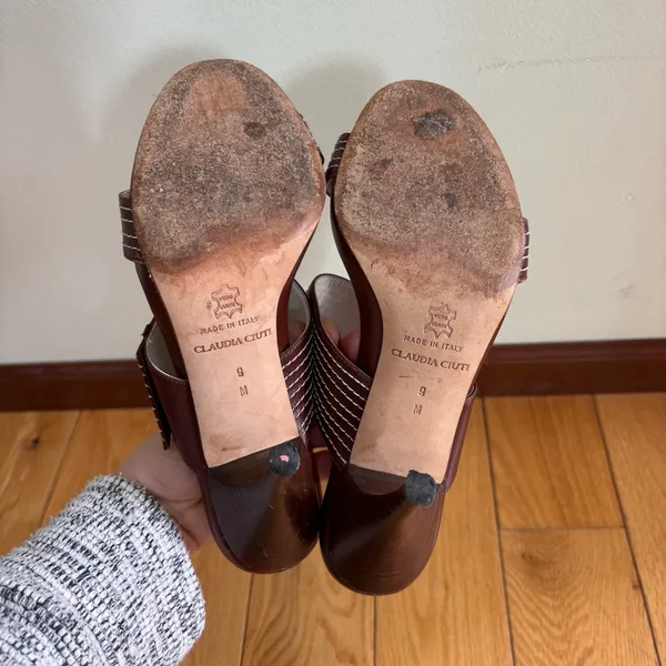 Claudia Ciuti Women's Brown Sandals Heels‎ 9M Made in Italy Leather - Image 6