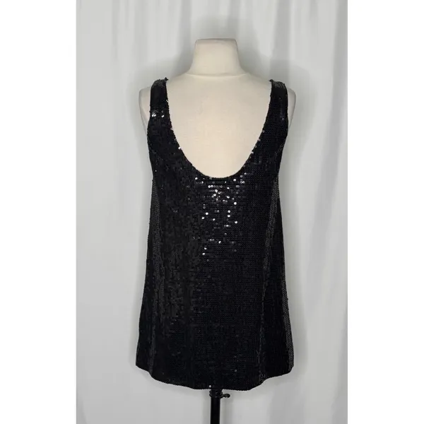 FREE PEOPLE Black Sequin Shift Mini Dress Scoop Back Party Cocktail Size 2 - Image 7