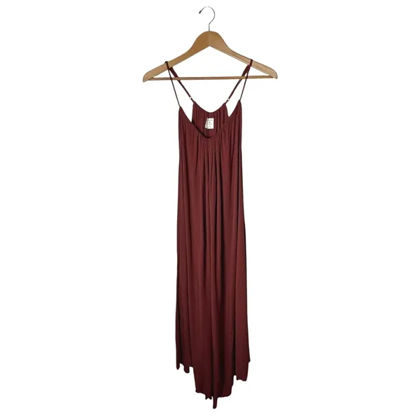 By Together Jumpsuit Women Small Rust Red Wide Asymmetric Leg Flowy Boho Cottage - Image 2
