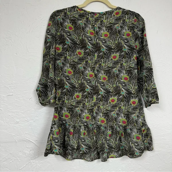 Liberty of London X Target Green Peplum 3/4 Sleeve Blouse Womens S Preppy Fall - Image 12