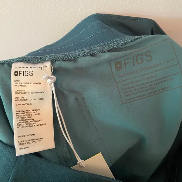 NWT FIGS Teal Blue High Waisted Zamora Jogger Scrub Pants Uniform Medium Petite - Image 2