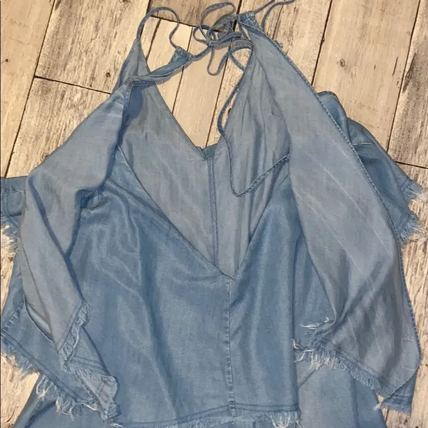 COPY - Olivaceous boho jean mini dress. Size S - Image 5