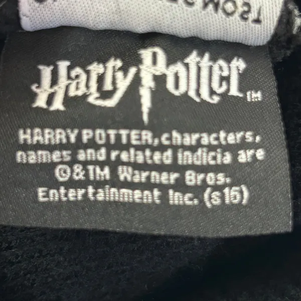Harry Potter Hogwarts Crest Knit Beanie Hat One Size Black Gold‎ White - Image 6