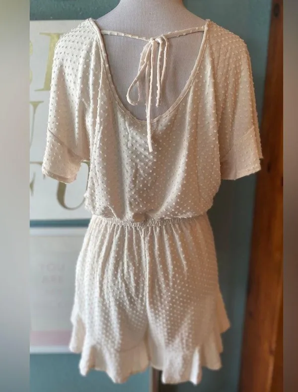 Blue B Cream Dot Romper Size L - Image 3