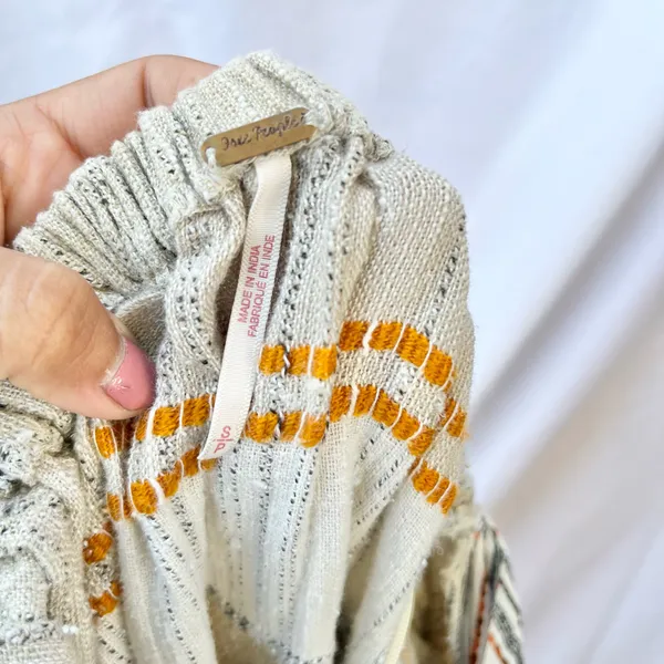 Free People | Small Cozy Striped Mini Dress In Ivory Combo Multi Color Back Tie - Image 8