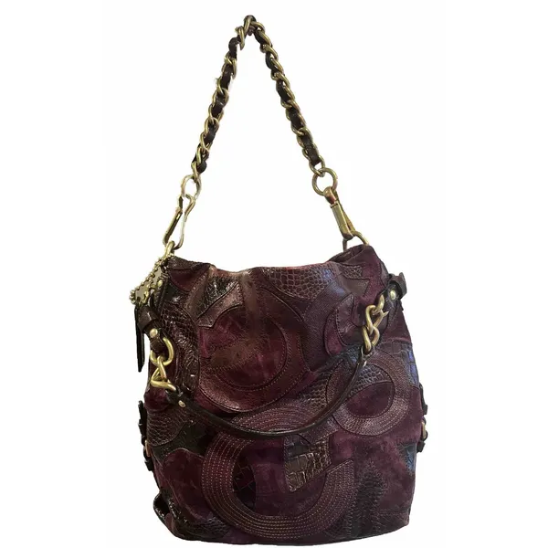 Coach‎ Inlaid C Brooke Purple Leather Suede Hobo Tote Bag 14506 Gold Hardware - Image 2