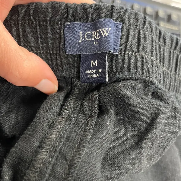 J Crew Linen & Viscose Blend Drawstring Shorts Size M Black - Image 5