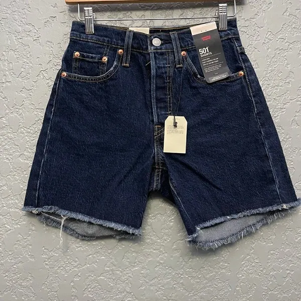 Levi's 501 Mid-Thigh Denim Shorts Size 24 - Image 2