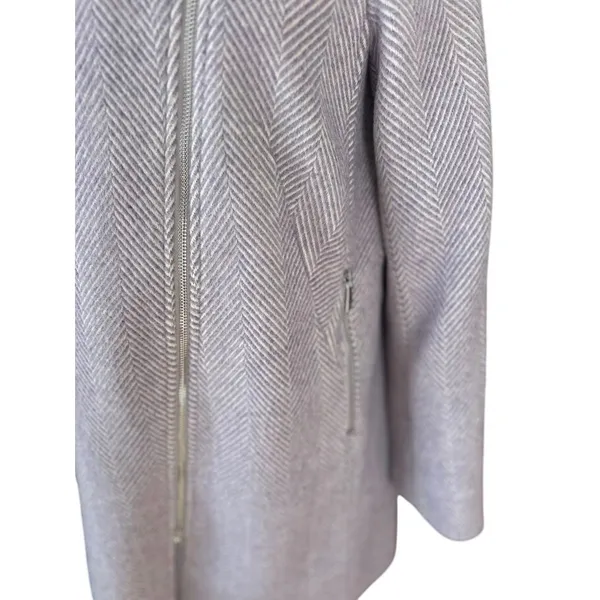 LOFT Lilac Wool Blend‎ Pea Coat Jacket Herringbone Asymmetric Zip Pockets Small - Image 8