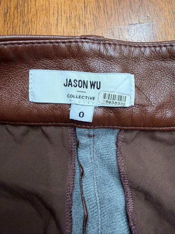 Jason Wu Collective Women’s Size 0 Brown Faux Leather High Rise Cropped Pants (9 - Image 8