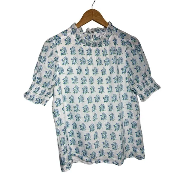 SZ Blockprints™ X J.Crew Smocked Puff-sleeve Top Sz. S - Image 2