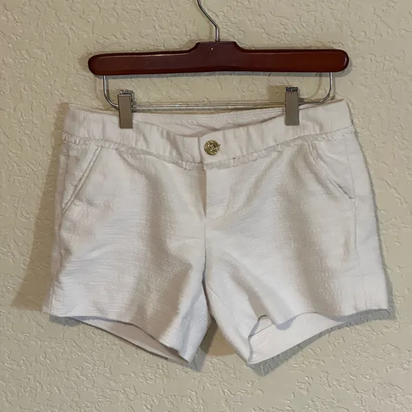 Lilly Pulitzer‎ White Textured Shorts Women's Size 2 Button Fly Casual Summer - Image 2