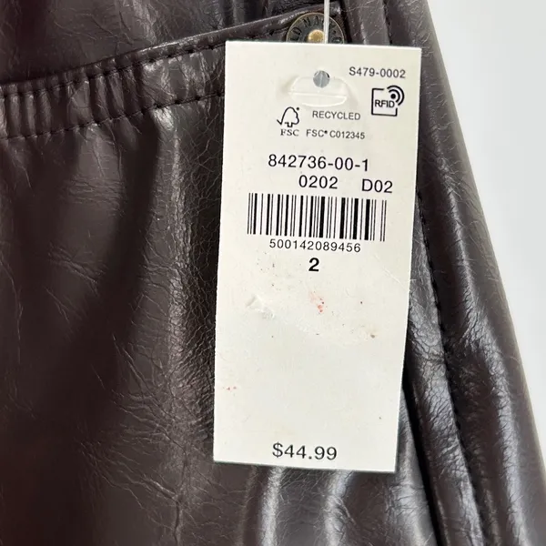 Old Navy‎ Extra High-Rise Barrel Leg Faux Leather Pants Chocolate Brown Sz 2 NWT - Image 6