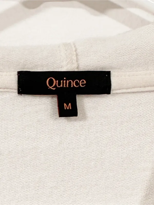 Quince SuperSoft Fleece Full-Zip Hoodie Lightweight Cream Size Medium - Image 4