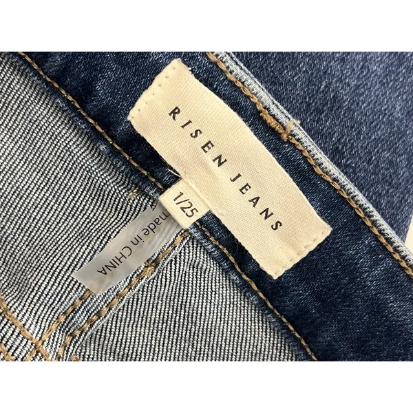 RISEN Cuffed Jeans Dark Wash Blue Straight Leg Stretch Denim Size 1 / 25 - Image 5