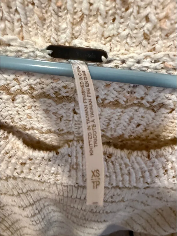 Free People Cream and Tan Striped Knit Sweater XS - Image 3