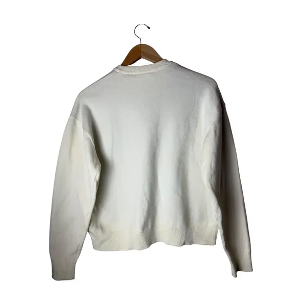 Carhartt WIP Sweater Women‎ Small Ivory Gray Cotton Knit Pixel Flower Streetwear - Image 3
