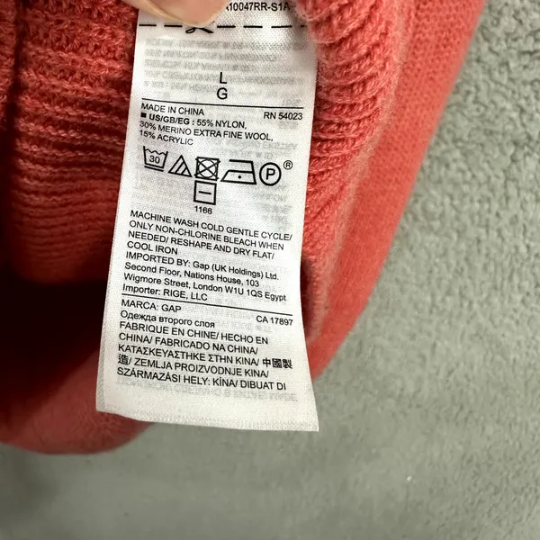 Gap Sweater Tunic Womens Large Pink Coral Knit Slouchy Spring Preppy‎ Fisherman - Image 6